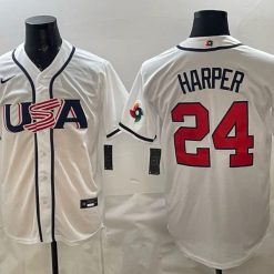 Bryce Harper Jersey #24 USA Baseball 2026 World Baseball Classic Stitched White by My Store