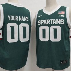 Custom Michigan State Spartans Basketball Jersey Name, Number Green Stitched by My store basketball