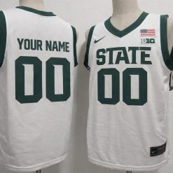 Custom Michigan State Spartans Basketball Jersey Name, Number White Stitched by My store basketball