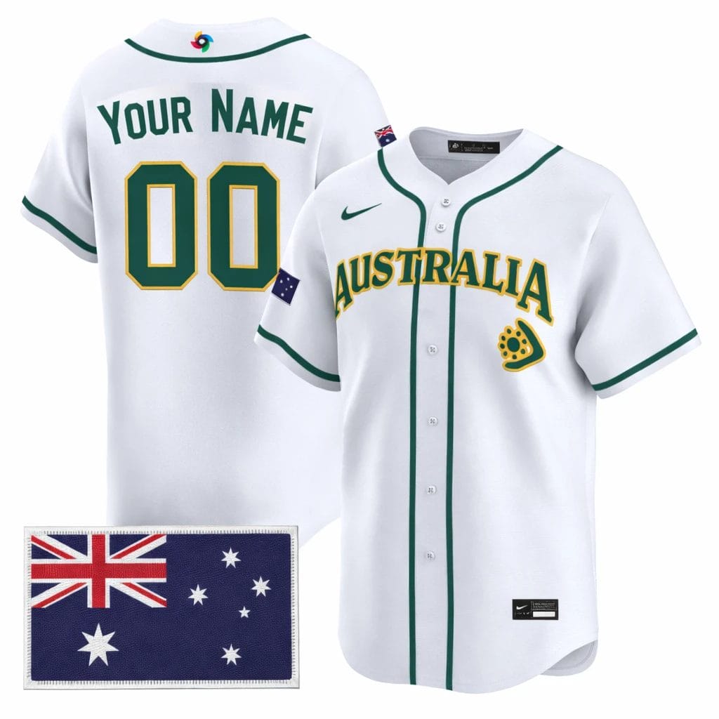 Custom Team Australia Jersey Name, Number 2026 World Baseball Stitched by My Store