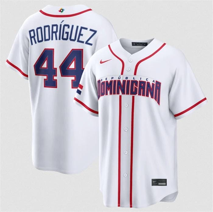 Dominican Republic Baseball #44 Julio RodrÃguez Jersey White 2026 World Baseball Classic Home Stadium Stitched by My Store