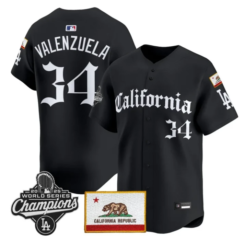 Fernando Valenzuela Jersey #34 Dodgers California Gothic Edition Stitched by My Store