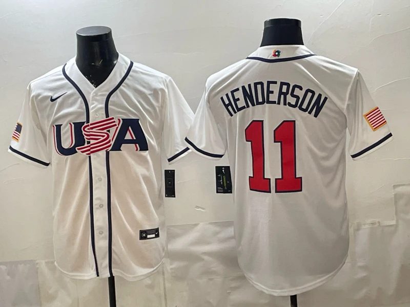 Gunnar Henderson Jersey #11 USA Baseball 2026 World Baseball Stitched White by My Store