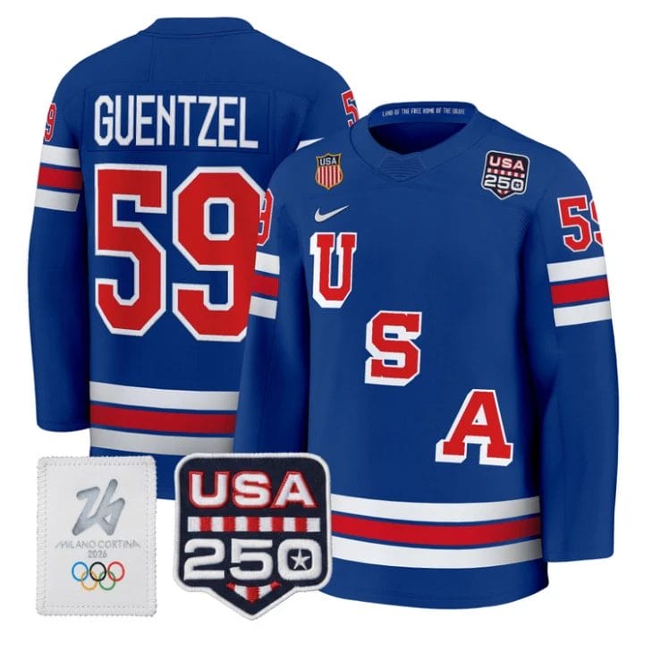 Jake Guentzel Jersey #59 USA Olympic 250 Patch Hockey 2026 Stitched by Hockey David