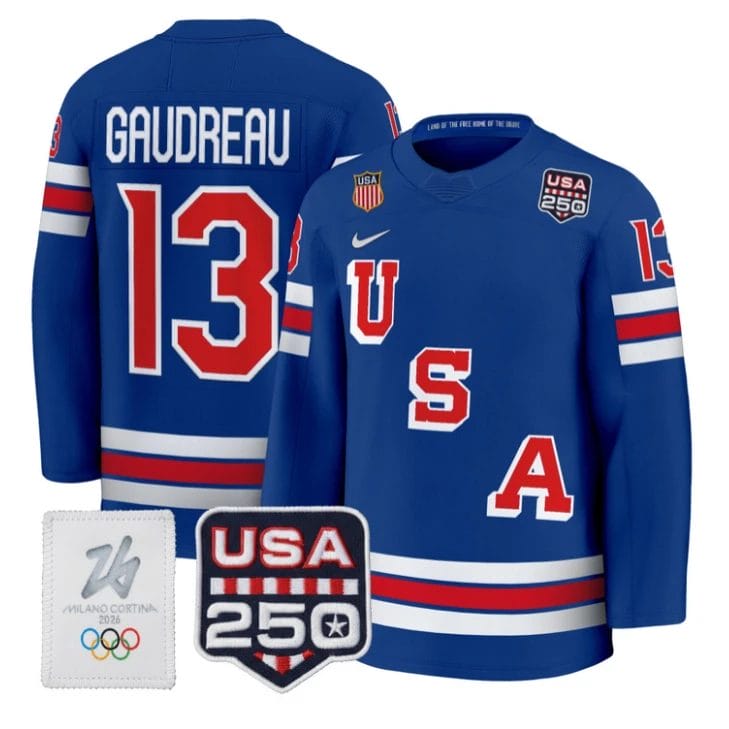 Johnny Gaudreau Jersey #13 USA Olympic 250 Patch Hockey 2026 Stitched by Hockey David