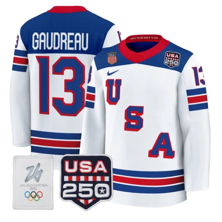 Johnny Gaudreau Jersey #13 USA Olympic 250 Patch Hockey 2026 Stitched by Hockey David