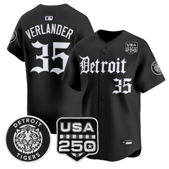 Justin Verlander Jersey #35 Detroit Tigers Gothic Edition Vapor Stitched by My Store