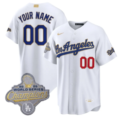 Los Angeles Dodgers Custom Jersey Baseball All Stitched White by My Store