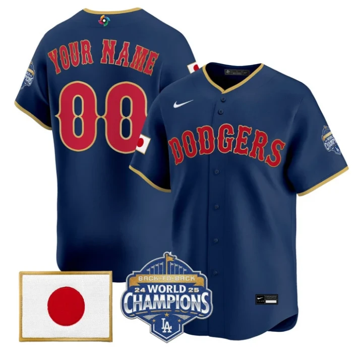 Los Angeles Dodgers Custom Jersey - All Stitched Navy by My Store