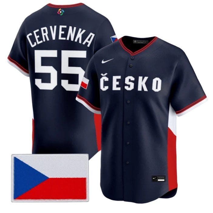 Martin Cervenka Jersey #55 Team Czechia 2026 World Baseball Stitched Navy by My Store