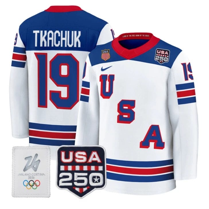 Matthew Tkachuk Jersey #19 USA Olympic 250 Patch Hockey 2026 Stitched by Hockey David