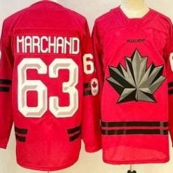 Men's Canada Hockey #63 Brad Marchand Red 2026 Olympics Hockey Jersey by Hockey David