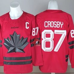 Men's Canada Hockey #87 Sidney Crosby With C Patch Red 2026 Olympics Stitched Jersey by Hockey David