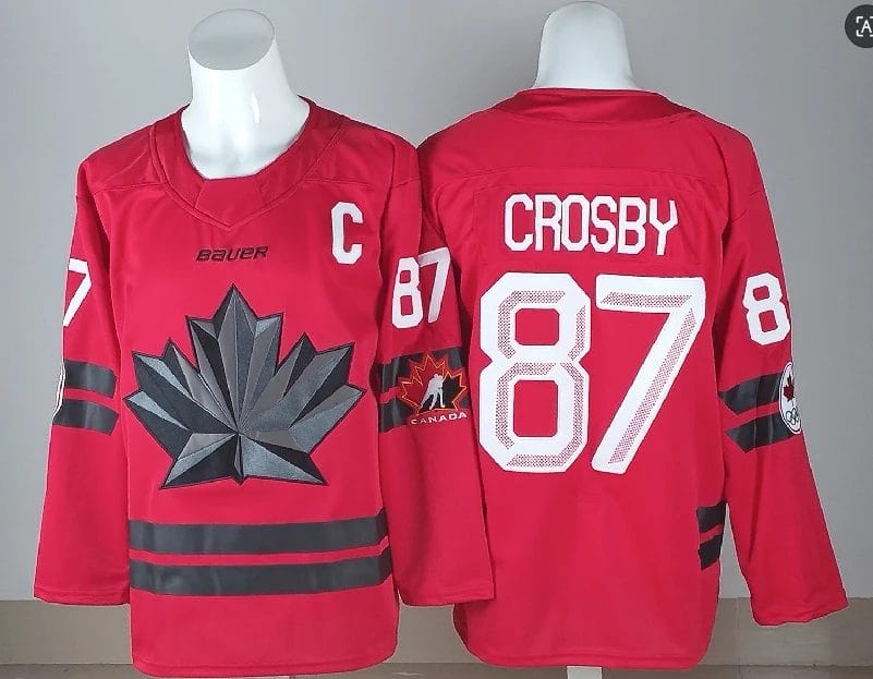 Men's Canada Hockey #87 Sidney Crosby With C Patch Red 2026 Olympics Stitched Jersey by Hockey David