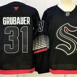 Men's Seattle Kraken #31 Philipp Grubauer Black 2026 Alternate Stitched Hockey Jersey by Hockey David