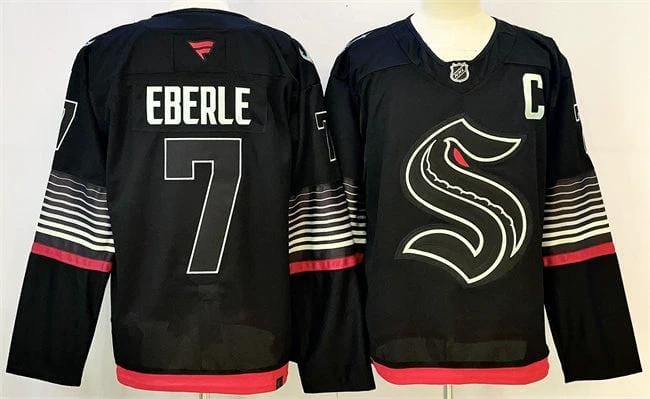Men's Seattle Kraken #7 Jordan Eberle Black 2026 Alternate Stitched Hockey Jersey by Hockey David