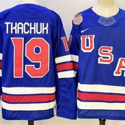 Men's USA #19 Matthew Tkachuk Royal 2025-2026 Stitched Jersey by Hockey David