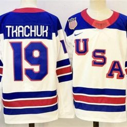 Men's USA #19 Matthew Tkachuk White 2025-2026 Stitched Jersey by Hockey David