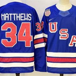 Men's USA #34 Auston Matthews Royal 2025-2026 With C Patch Stitched Jersey by Hockey David