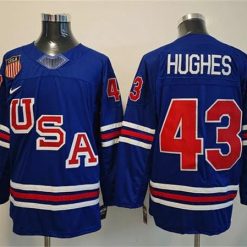 Men's USA #43 Quinn Hughes Royal 2025-2026 Stitched Jersey by Hockey David