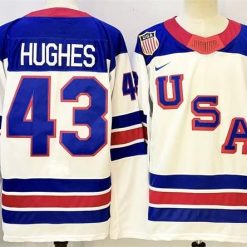 Men's USA #43 Quinn Hughes White 2025-2026 Stitched Jersey by Hockey David