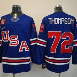 Men's USA #72 Tage Thompson Royal 2025-2026 Stitched Jersey by Hockey David
