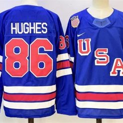 Men's USA #86 Jack Hughes Blue 2025-2026 Stitched Jersey by Hockey David