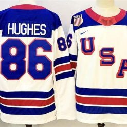 Men's USA #86 Jack Hughes White 2025-2026 Stitched Jersey by Hockey David