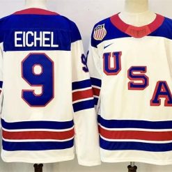 Men's USA #9 Jack Eichel White 2025-2026 Stitched Jersey by Hockey David