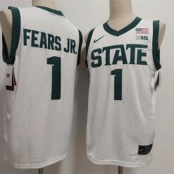 Michigan State Spartans Green #1 Jeremy Fears Jr. White Stitched Jersey by My store basketball