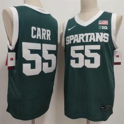 Michigan State Spartans Green #55 Coen Carr Green Stitched Jersey by My store basketball