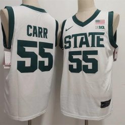 Michigan State Spartans Green #55 Coen Carr White Stitched Jersey by My store basketball
