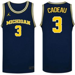 Michigan Wolverines #3 Elliot Cadeau Navy Stitched Basketball Jersey by My store basketball