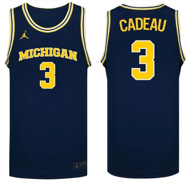 Michigan Wolverines #3 Elliot Cadeau Navy Stitched Basketball Jersey by My store basketball