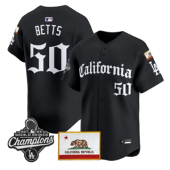 Mookie Betts Jersey #50 Dodgers California Gothic Edition Stitched by My Store