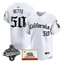 Mookie Betts Jersey #50 Dodgers California Gothic Edition Stitched by My Store