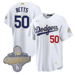 Mookie Betts Jersey #50 Dodgers Gold Collection Premier Stitched by My Store