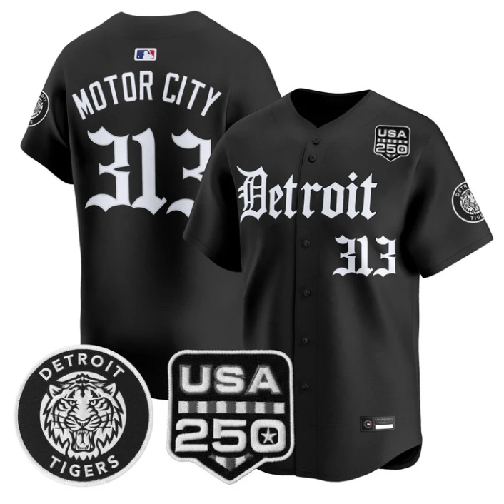 Motor City Jersey #313 Detroit Tigers Gothic Edition Vapor Stitched by My Store