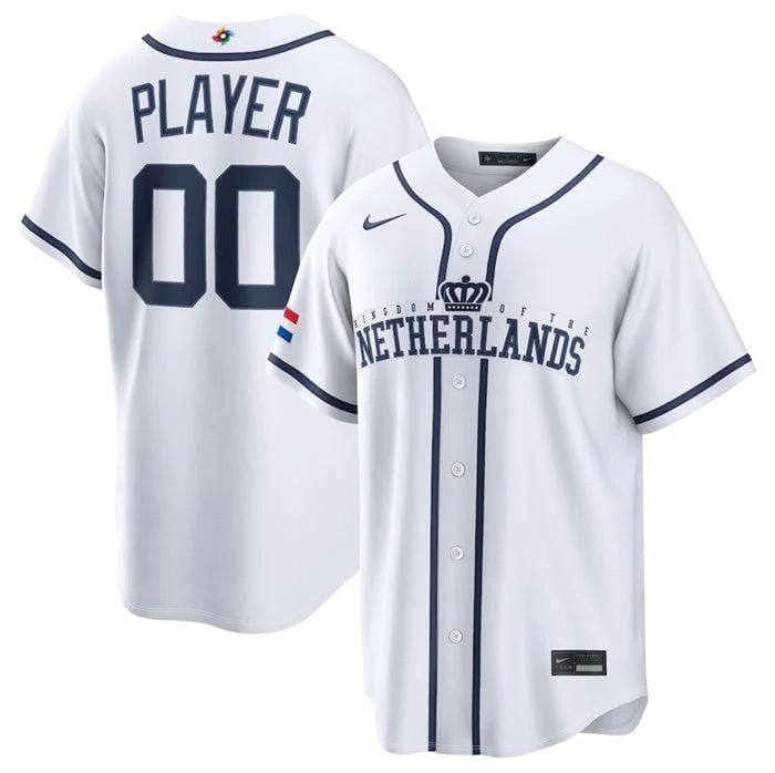 Netherlands Baseball Jersey Active Player Custom White 2026 World Baseball Classic Home Stadium Stitched by My Store