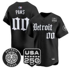 Paws Jersey #00 Detroit Tigers Gothic Edition Vapor Stitched by My Store