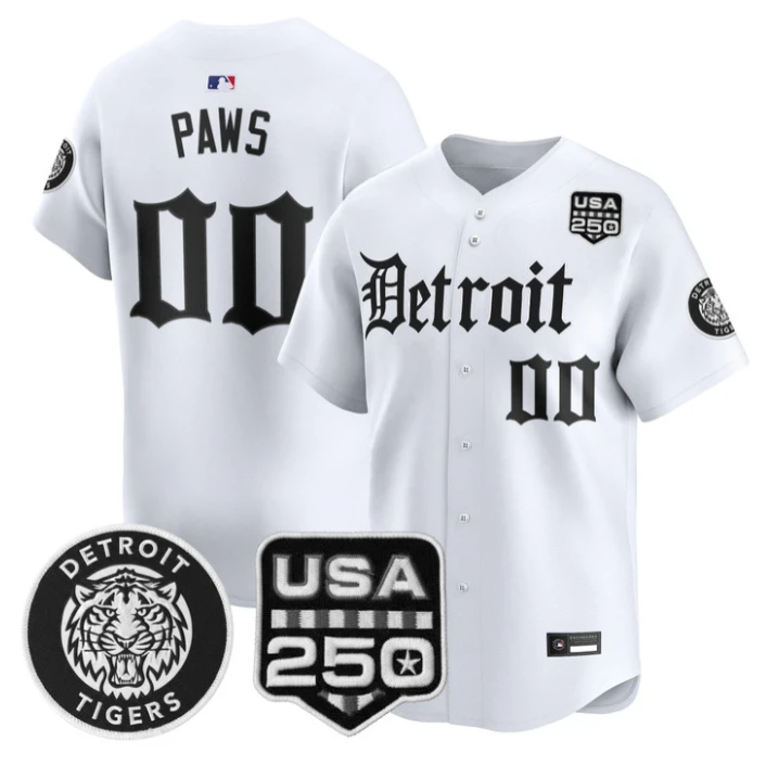 Paws Jersey #00 Detroit Tigers Gothic Edition Vapor Stitched by My Store