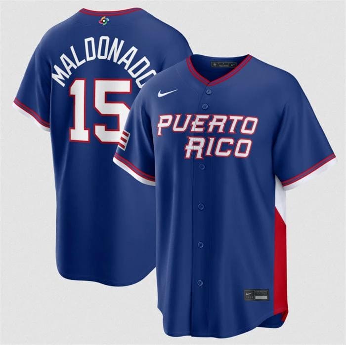 Puerto Rico Baseball #15 Martín Maldonado Jersey Blue 2026 World Baseball Classic Road Stadium Stitched by My Store