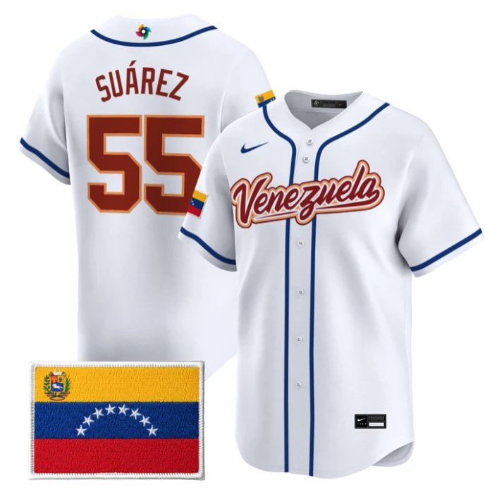 Ranger Suárez Jersey #55 Venezuela World Baseball Classic 2026 Stitched by My Store