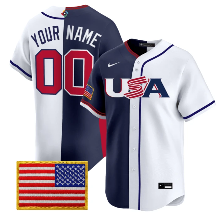 Team USA Baseball Split Custom Jersey - All Stitched by My Store