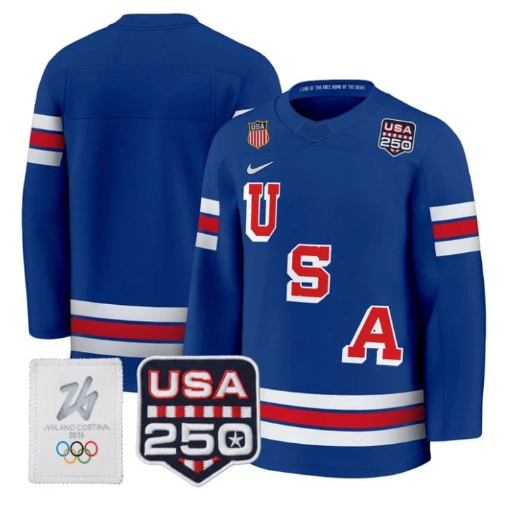 Team Jersey Blank USA Olympic 250 Patch Premium Hockey 2026 All Stitched by Hockey David