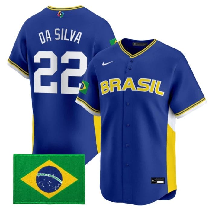 Tiago da Silva Jersey #22 Team Brazil 2026 World Baseball Stitched by My Store