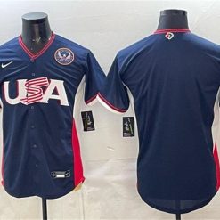 USA Baseball Jersey Blank Navy 2026 World Baseball Classic United States 250th Anniversary Patch Road Stadium Stitched by My Store