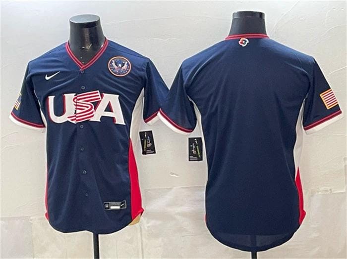 USA Baseball Jersey Blank Navy 2026 World Baseball Classic United States 250th Anniversary Patch Road Stadium Stitched by My Store