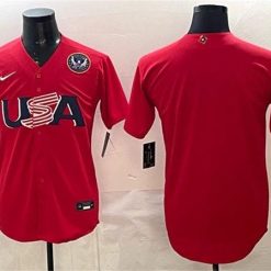 USA Baseball Jersey Blank Red 2026 World Baseball Classic United States 250th Anniversary Patch Stadium Stitched by My Store