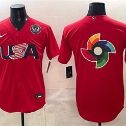 USA Baseball Jersey Team Big Logo Red 2026 World Baseball Classic United States 250th Anniversary Patch Stadium Stitched by My Store